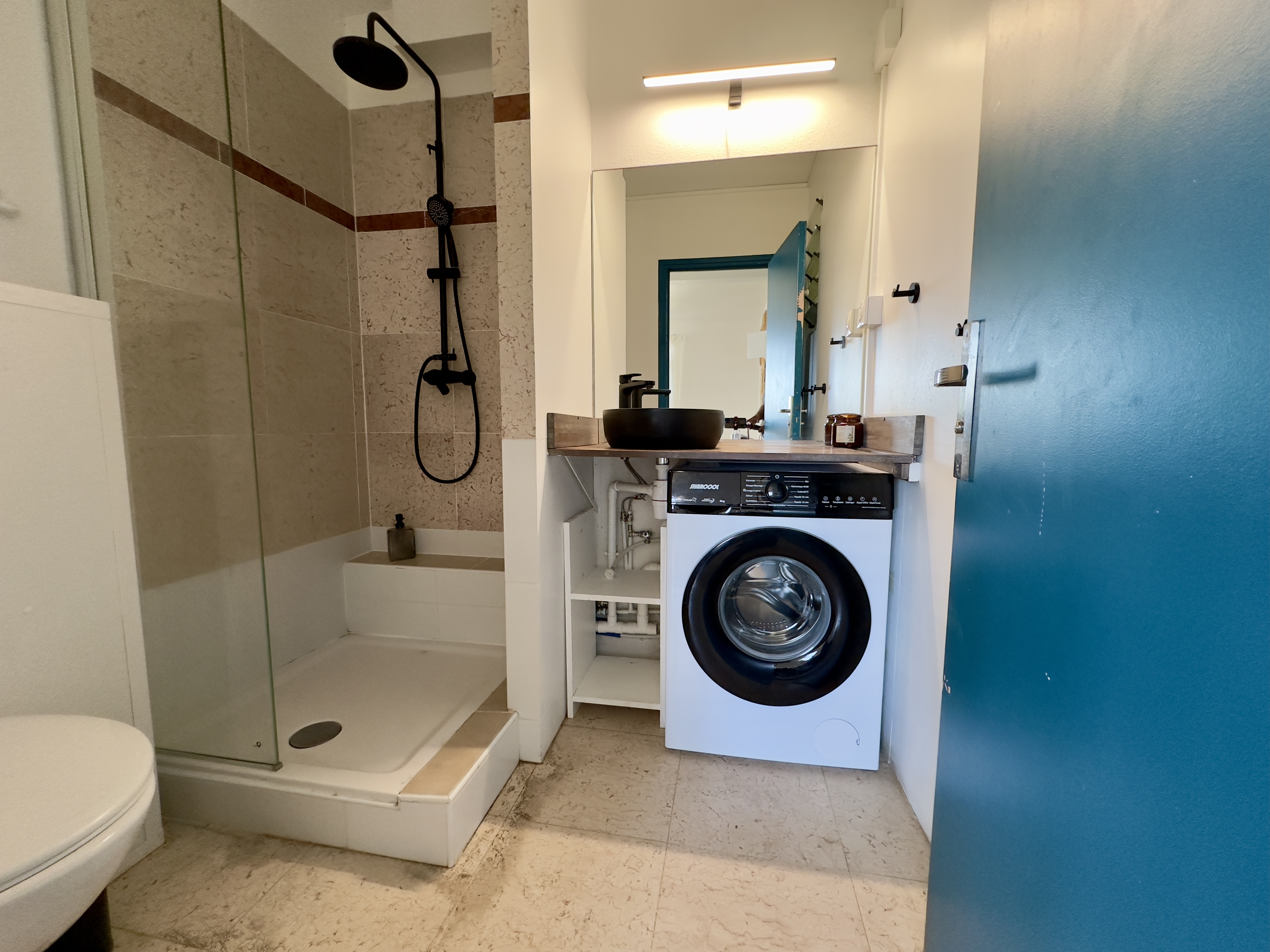 Salle d'eau rénovée de l'appartement Cozy Colibri